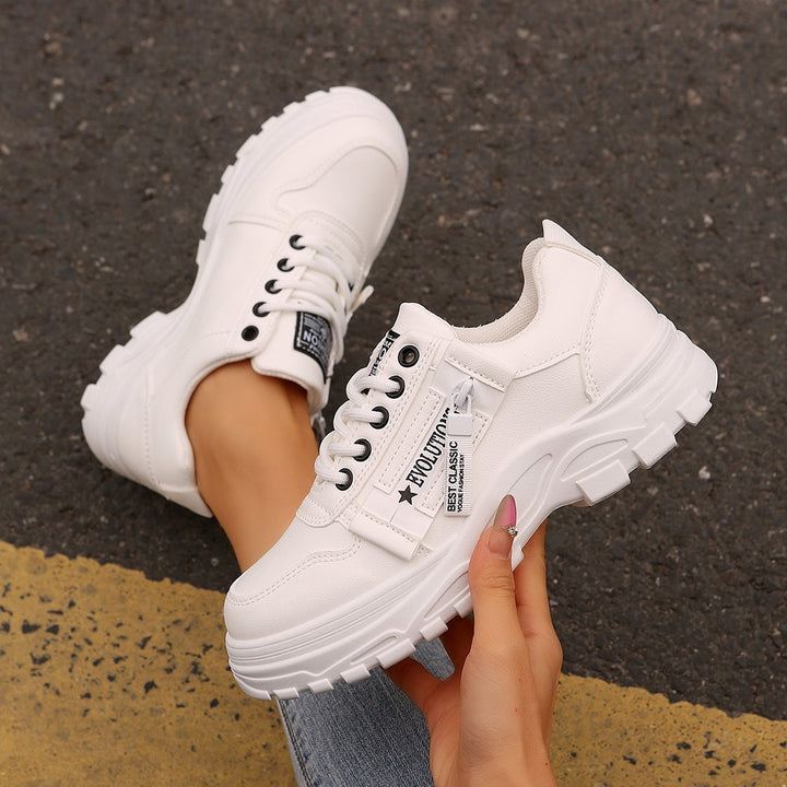 Women's Platform Chunky Sneaker with robust profile sole, zipper detail, and padded comfort footbed Mune Fashion