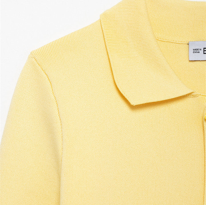Women 10+ tailored cardigan with shirt collar and floral button decoration Mune Fashion