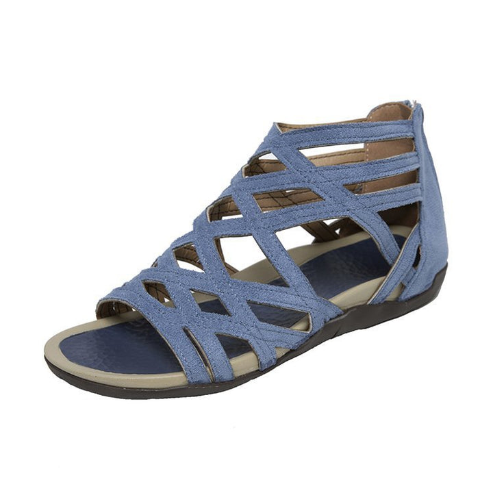 Women's Roman sandals with zipper, woven cut-out upper material and padded comfort sole Mune Fashion