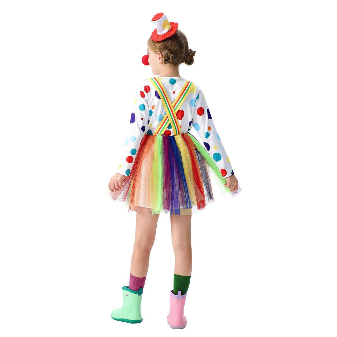 Girl clown costume with colorful tulle skirts and hair accessories Mune Fashion