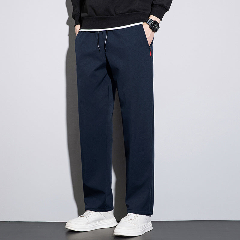 Men's straight-cut leisure and jogging pants with elastic waistband, drawstring, and secure zipper pockets Mune Fashion