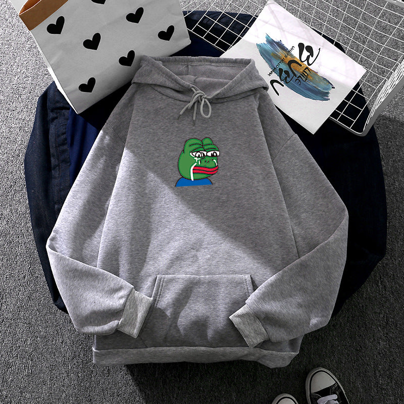 Unisex relaxed-fit hoodie with soft fleece lining, kangaroo pocket and embroidered frog emblem Mune Fashion