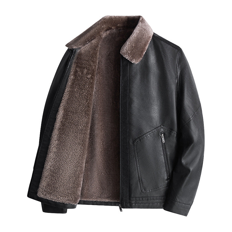 Men's Casual Faux Leather Jacket with Teddy Lining Mune Fashion