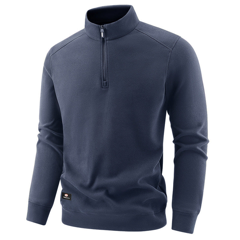 Men's Breathable Microfleece Half-Zip Sweater with Stand Collar and Raglan Sleeves Mune Fashion