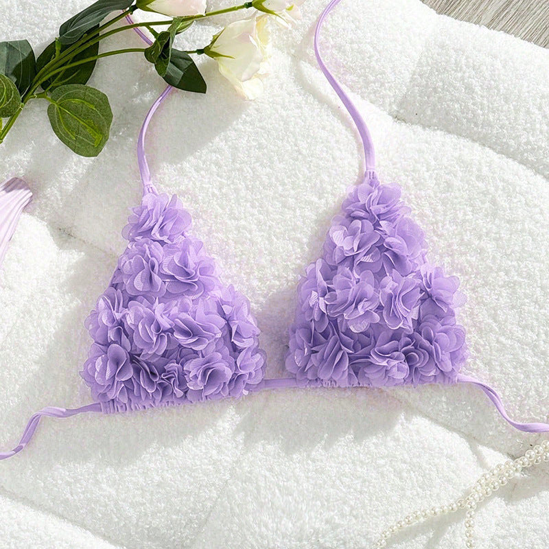 Women's Triangle Bikini with Floral Ruffle Design Mune Fashion