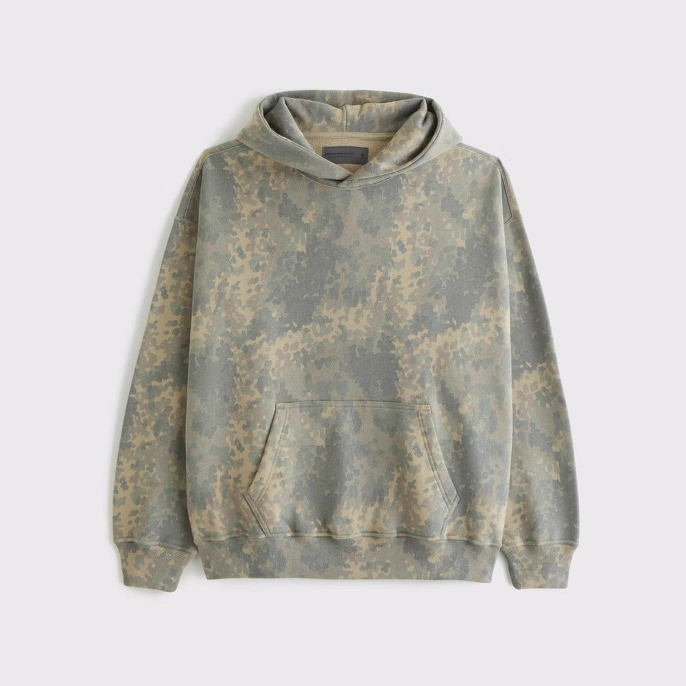 Unisex loose-fit hoodie sweatshirt with subtle leaf texture, double hood without drawstring and kangaroo pocket Mune Fashion