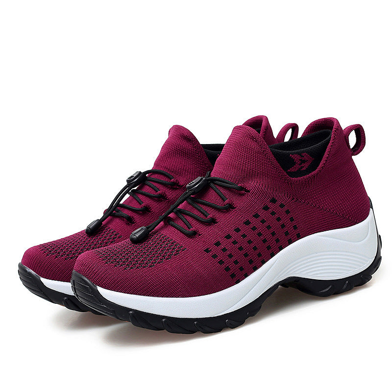 Unisex knitted sock sneaker with elastic shaft, quick lacing system and cushioned wave sole Mune Fashion