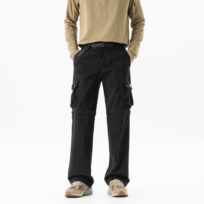 Herren Abnehmbare Cargo-Zip-Hose mit Reißverschluss-Bein, Multifachtaschen und integriertem Gürtel Mune Fashion