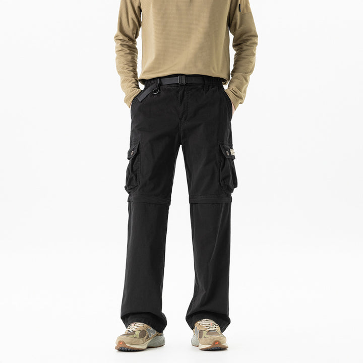 Herren Abnehmbare Cargo-Zip-Hose mit Reißverschluss-Bein, Multifachtaschen und integriertem Gürtel Mune Fashion