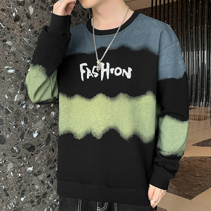 Men's Oversize Sweatshirt with Tie-Dye Wave Print and Statement Logo Mune Fashion