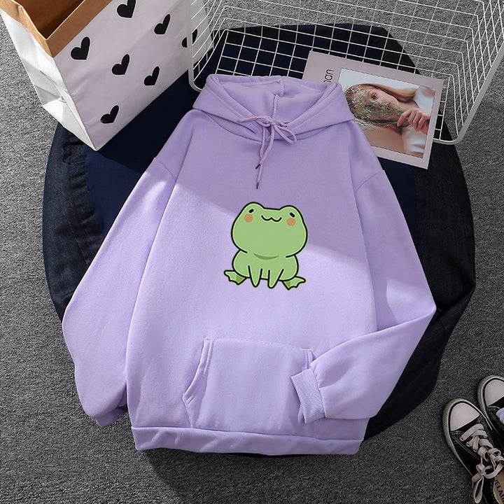 Women's hooded sweatshirt with moon and whale illustration, oversized cut and kangaroo pocket Mune Fashion