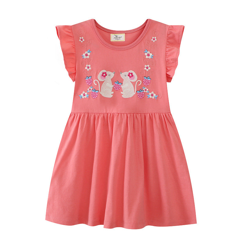 Girls cotton dress with playful animal motif Mune Fashion
