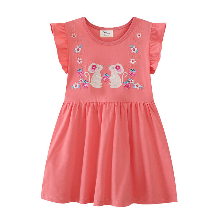 Girls cotton dress with playful animal motif Mune Fashion