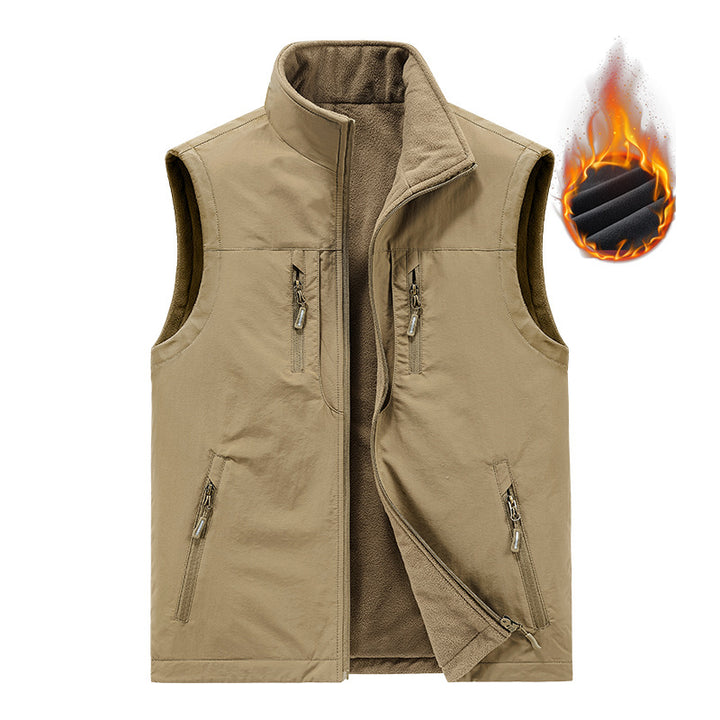 Men's Thermal Outdoor Vest with Fleece Inner Lining, Windproof Shell and Multiple Zipper Pockets Mune Fashion
