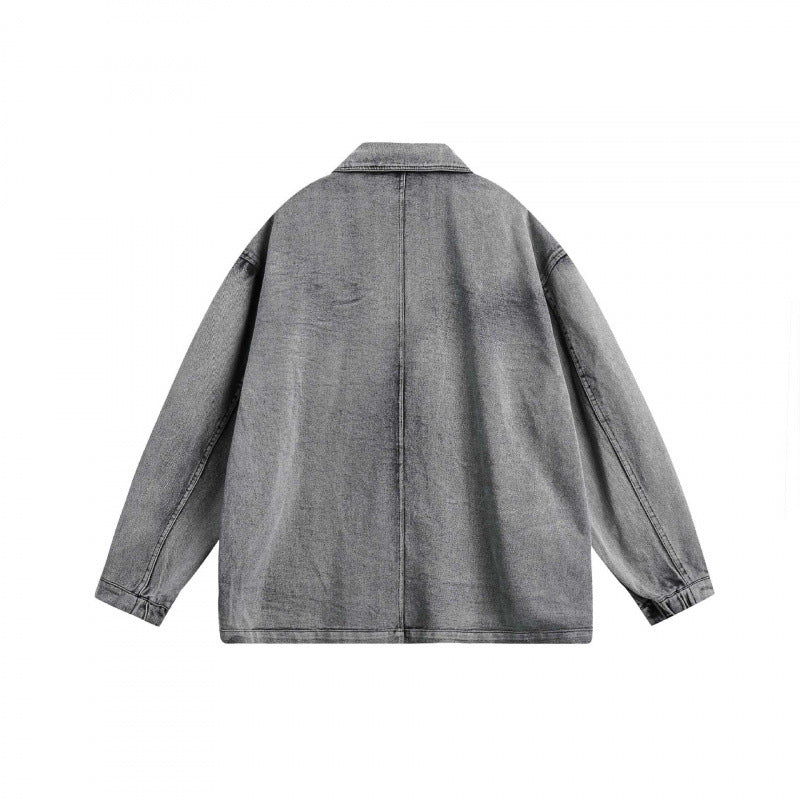 Unisex Oversize Denim Blazer with Vintage Wash, Patch Pockets, and Casual Silhouette Mune Fashion