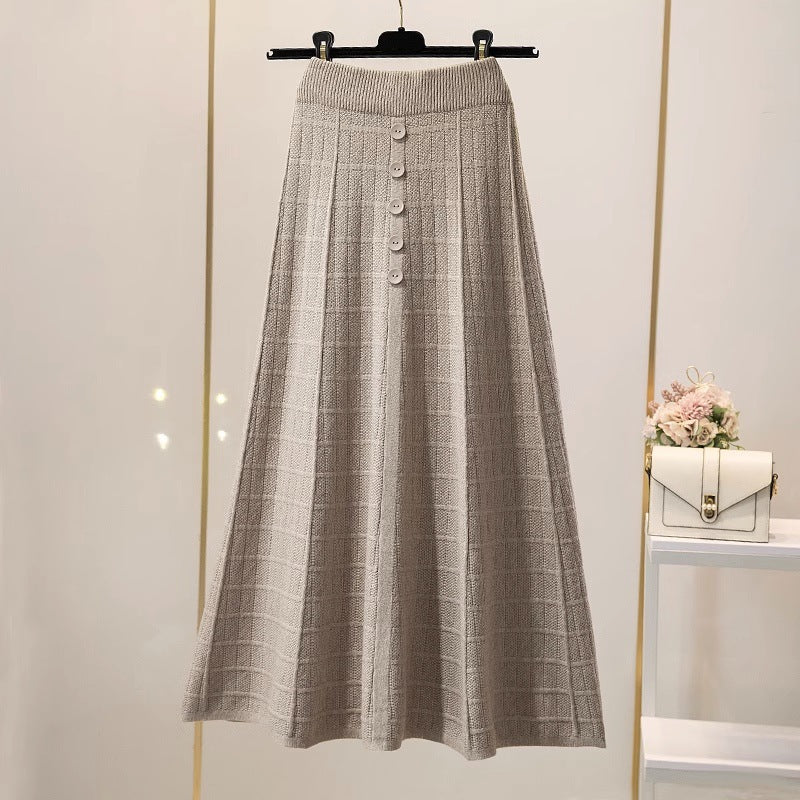 Women's Elegant Maxi Skirt with Button Details and Textured Design Mune Fashion