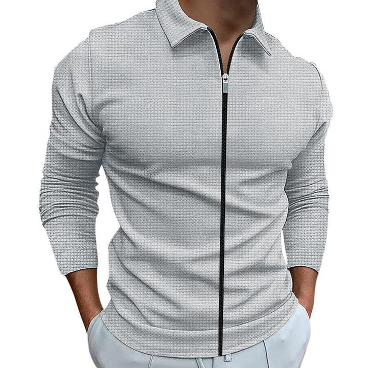 Men's tailored structured shirt jacket with turn-down collar and contrasting center zipper Mune Fashion
