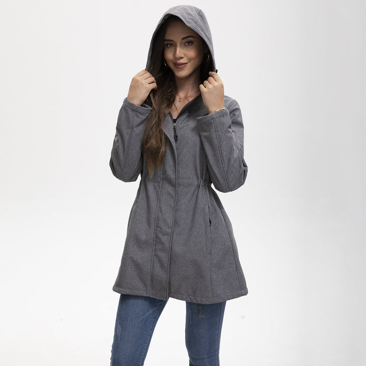 Women's nan functional softshell parka with teddy fleece lining, hood, and waist drawstring Mune Fashion