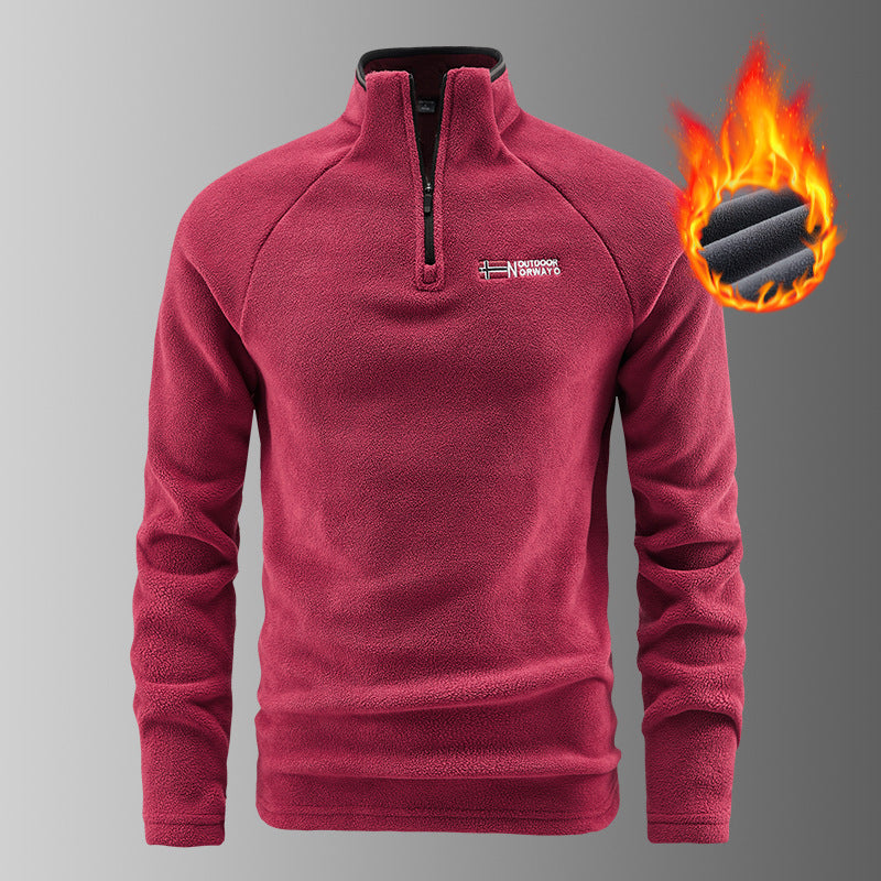 Men's warming microfleece pullover with half-zip, ergonomic raglan sleeves, and cozy interior structure Mune Fashion