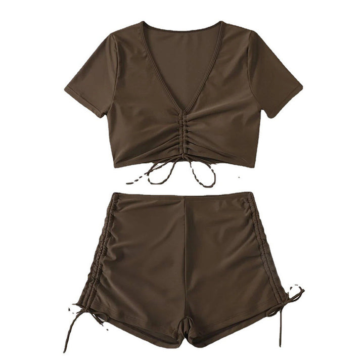 Women’s Swimwear Set with Ruffled Top and High Leg Cut Mune Fashion