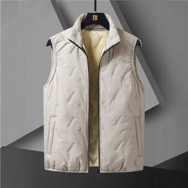 Men's Reversible Thermal Quilted Vest with Warming Teddy Lining & High Neck Stand Collar Mune Fashion