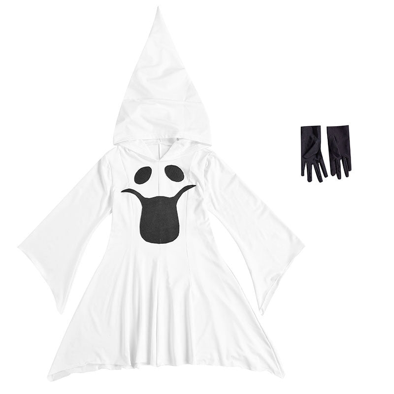 Ladies Ghost Costume with Hood and Wide Flared Sleeves Mune Fashion