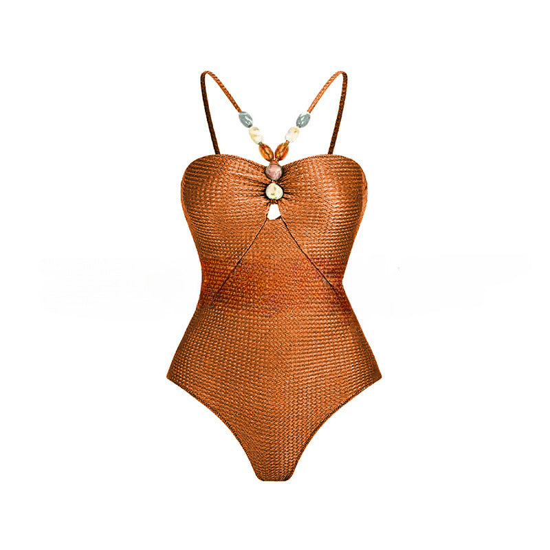 Women's One-Piece Swimsuit with Fashionable Jewelry Details Mune Fashion