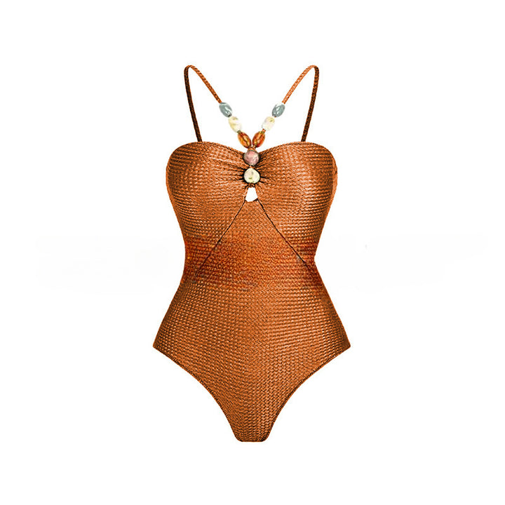 Women's One-Piece Swimsuit with Fashionable Jewelry Details Mune Fashion
