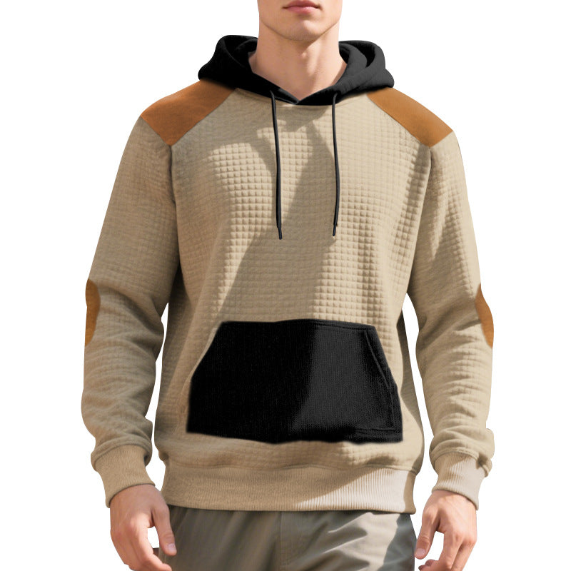 Men's urban waffle knit hoodie with kangaroo pocket and trim Mune Fashion