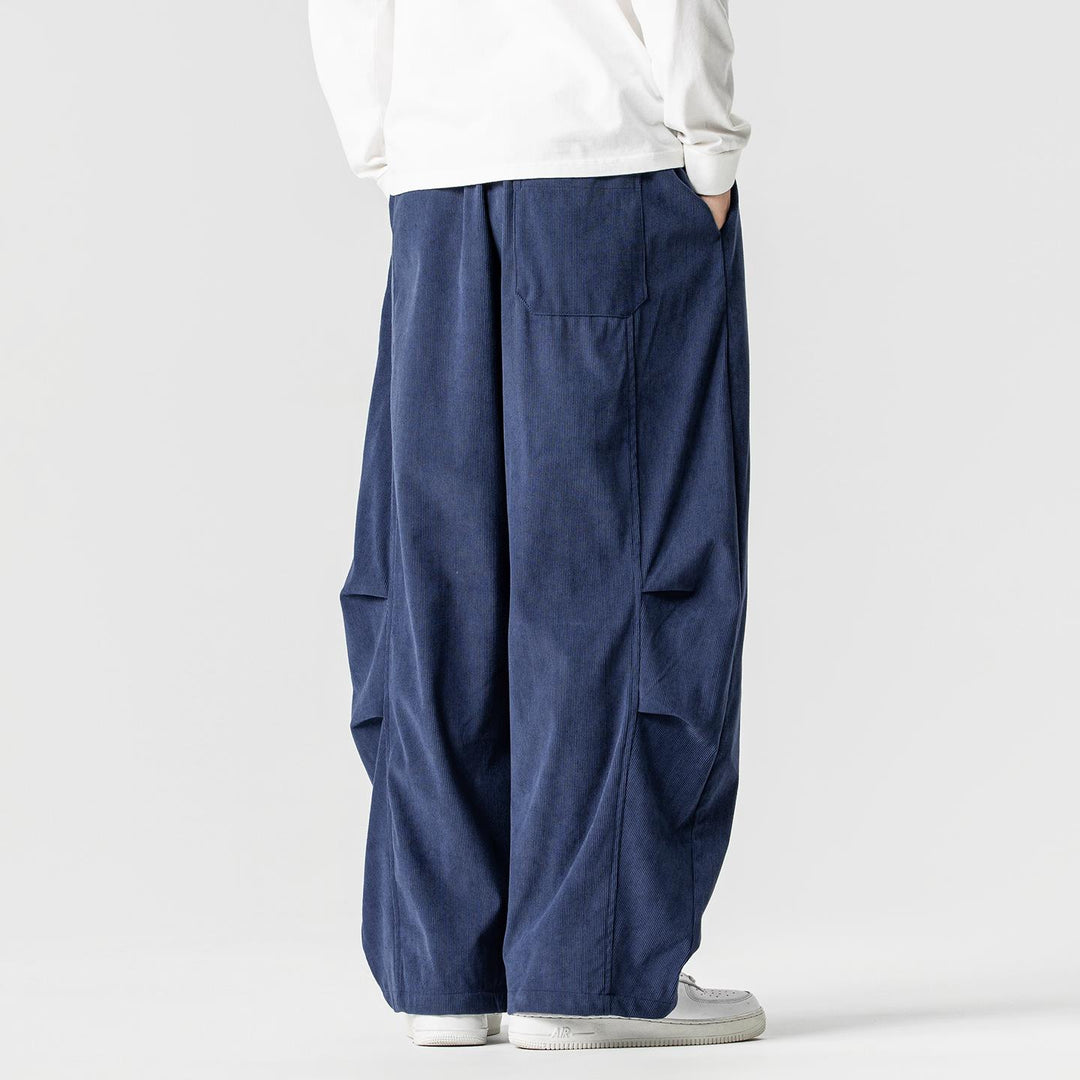 Men's wide cord pants with drawstring, pleats, and relaxed fit Mune Fashion