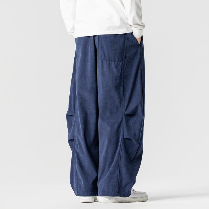 Men's wide cord pants with drawstring, pleats, and relaxed fit Mune Fashion