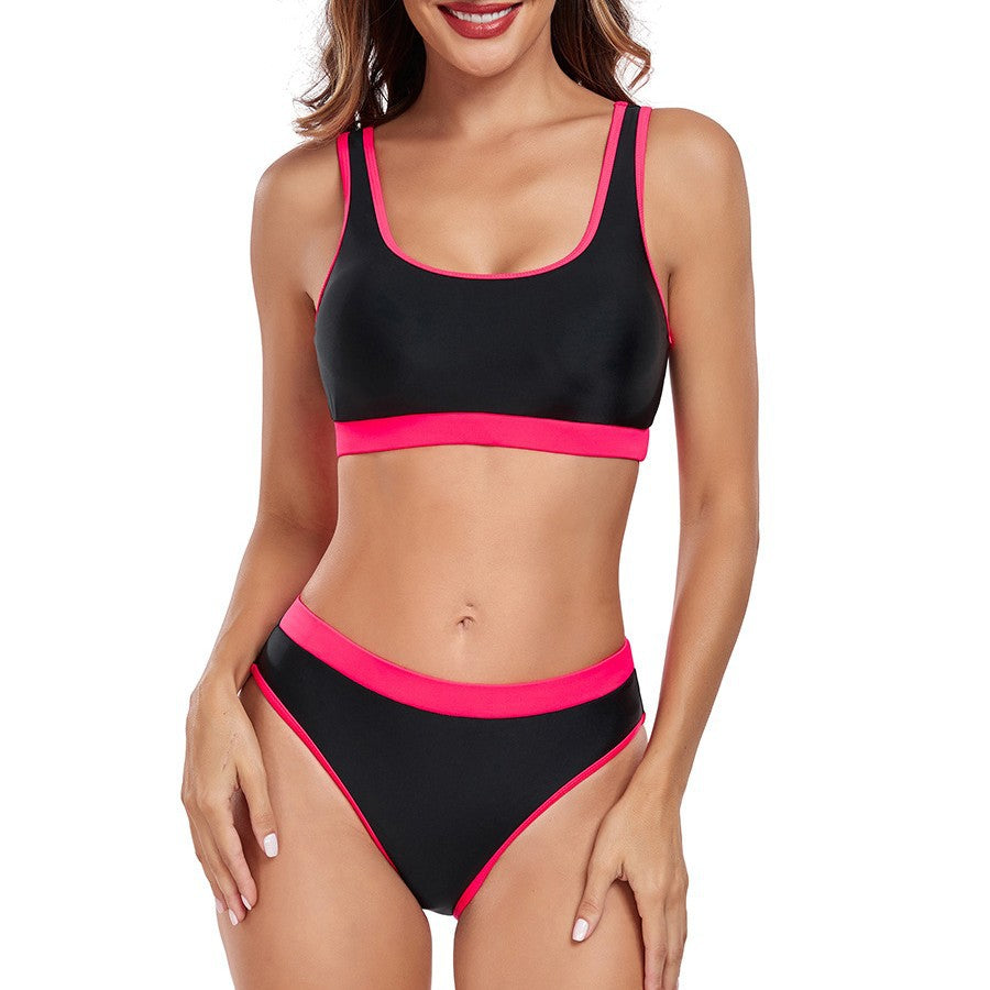 Ladies Sporty Bikini Set with Contrasting Band Mune Fashion