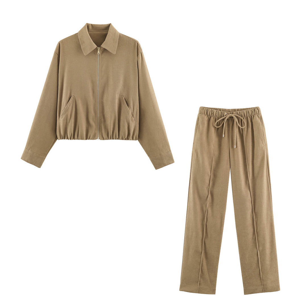 Women's Wide Velour Pants with Elastic Tunnel Drawstring and Crease Mune Fashion