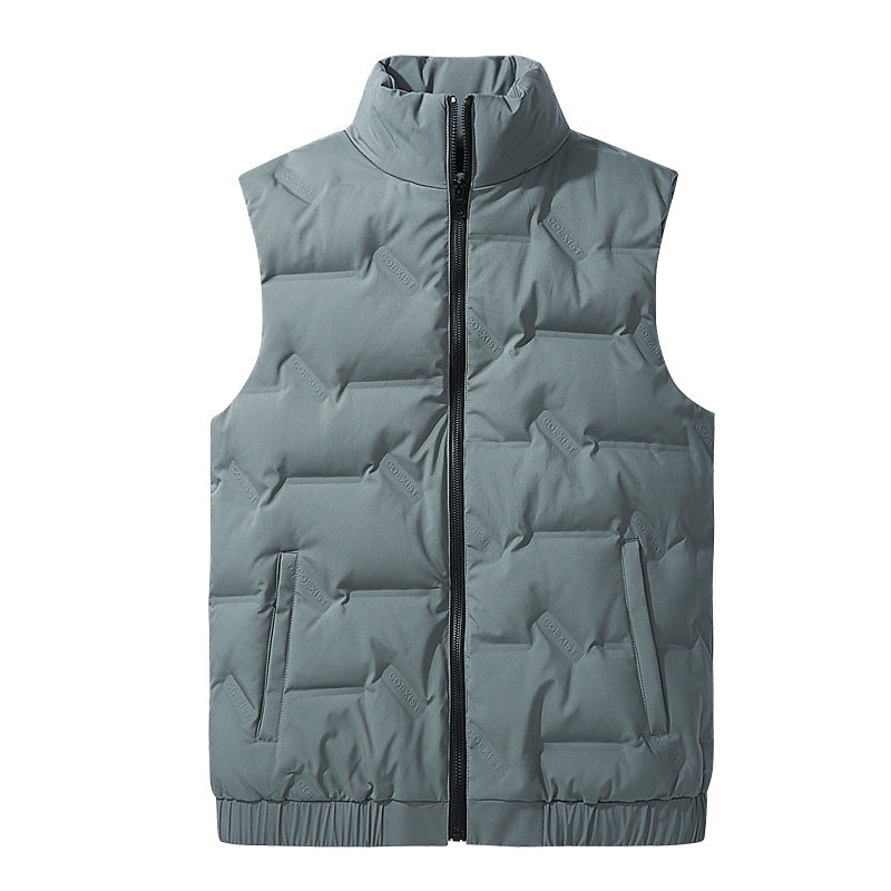 Men's Sleeveless Quilted Insulated Vest with Stand-up Collar Mune Fashion