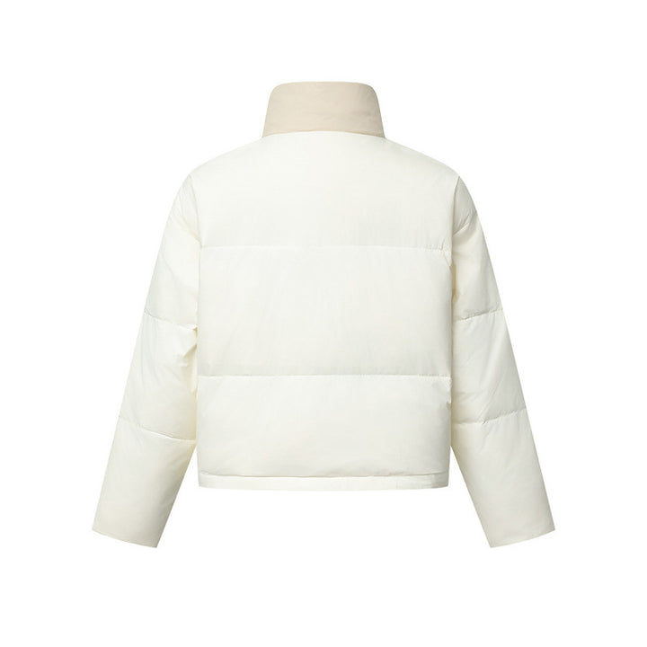 Unisex Boxy Puffer Jacket with Stand Collar in Contrast Design and Square Quilting Mune Fashion