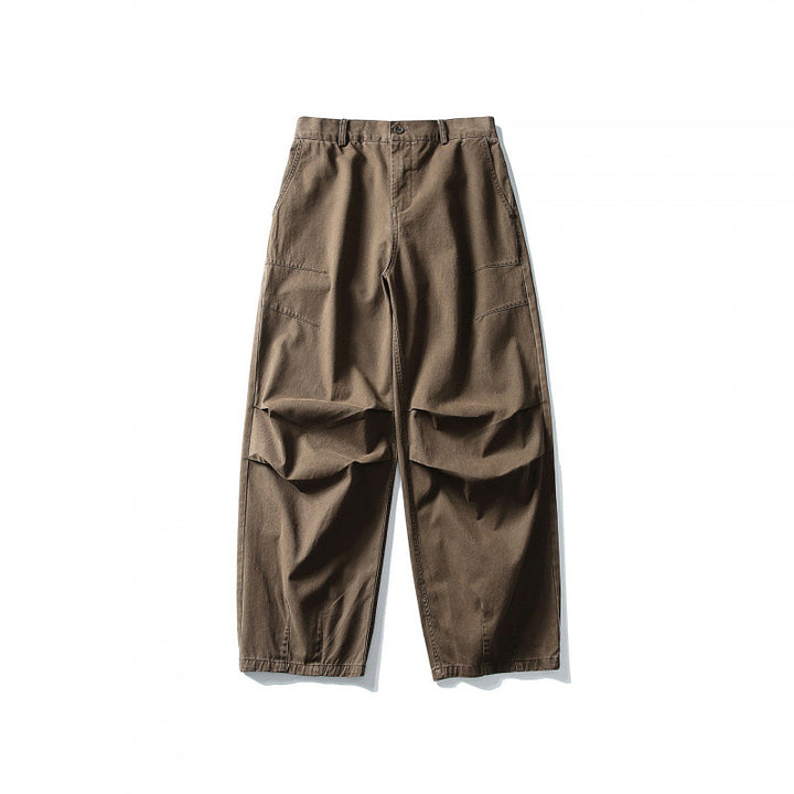 Unisex Wide Utility Cargo Pants in Relaxed Fit with Knee Darts and Elastic Hem Mune Fashion