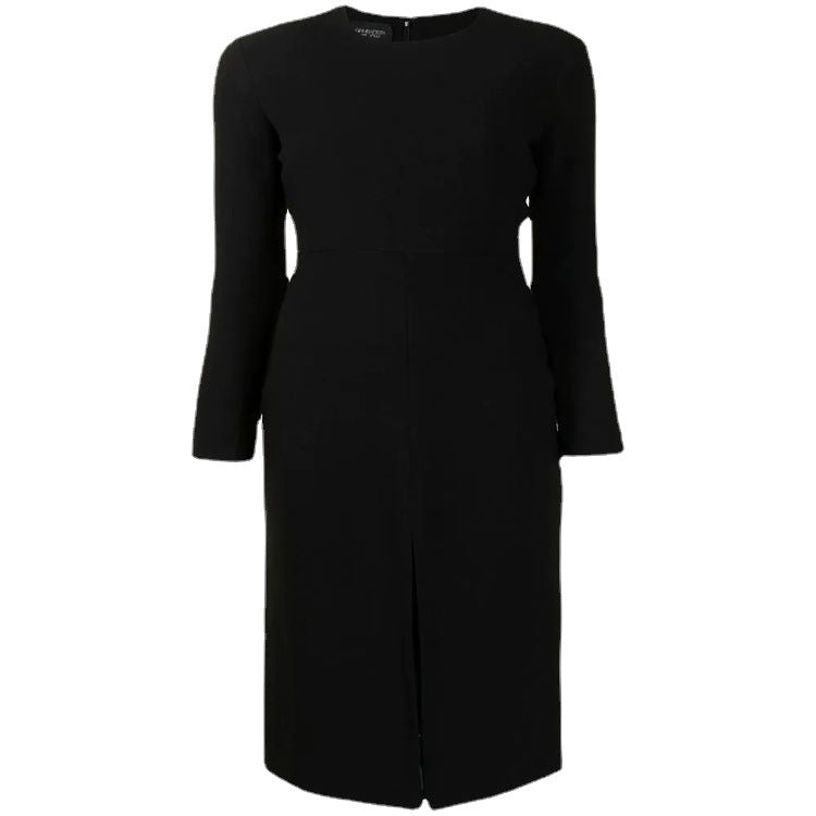 Women's Tailored Midi Dress with Long Sleeve, Front Slit and Clean Tailoring Mune Fashion