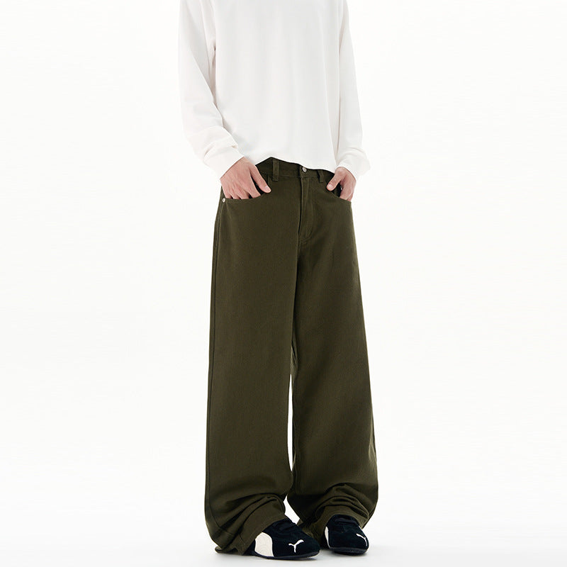 Men's loose-fitting cotton denim jeans with straight leg and clean minimal design Mune Fashion
