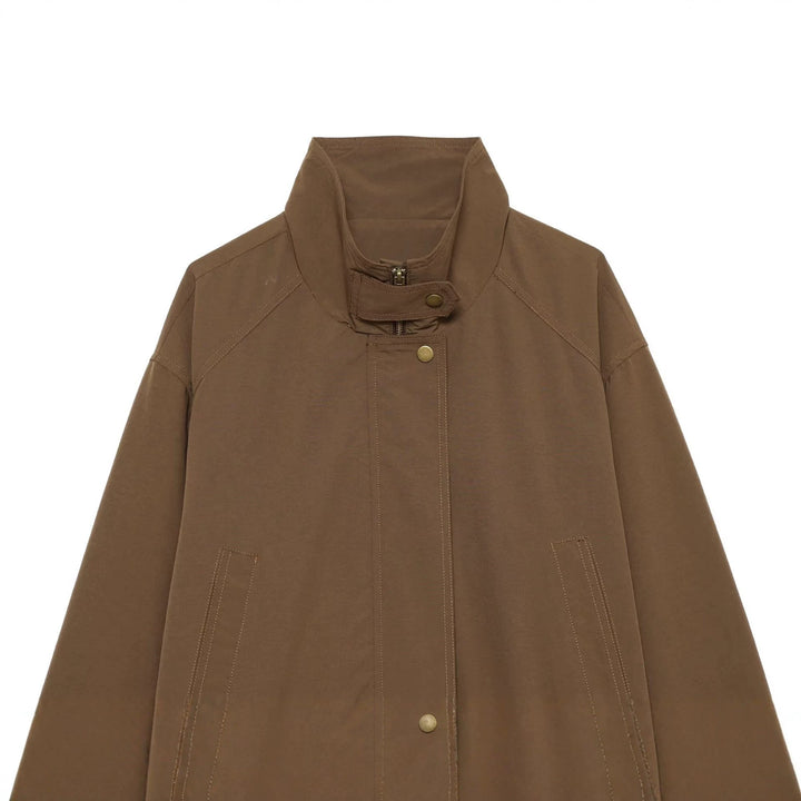 Women’s transitional jacket with standing collar, drawstring and utility pockets Mune Fashion