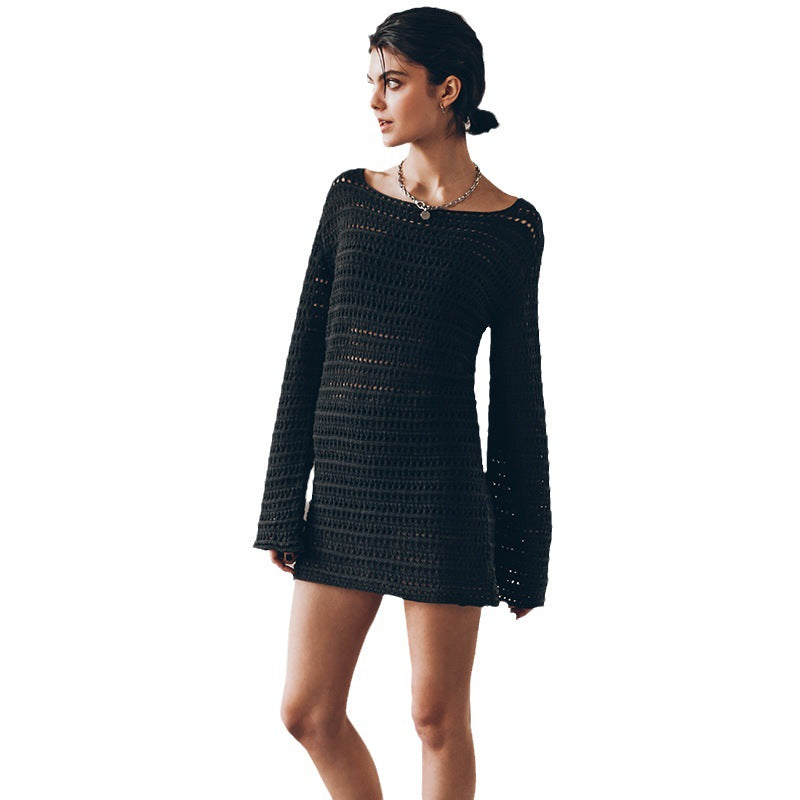 Women's crocheted mini dress with long sleeves Mune Fashion