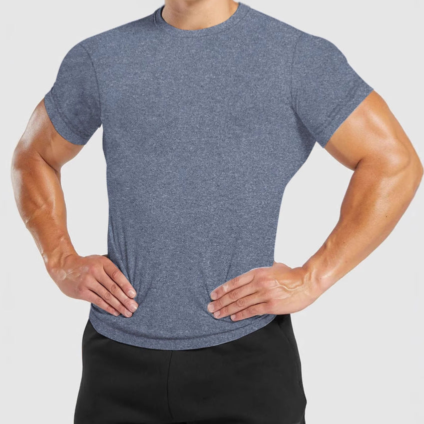 Men's slim fit round neck performance shirt with elastic side wedge and flat seams Mune Fashion