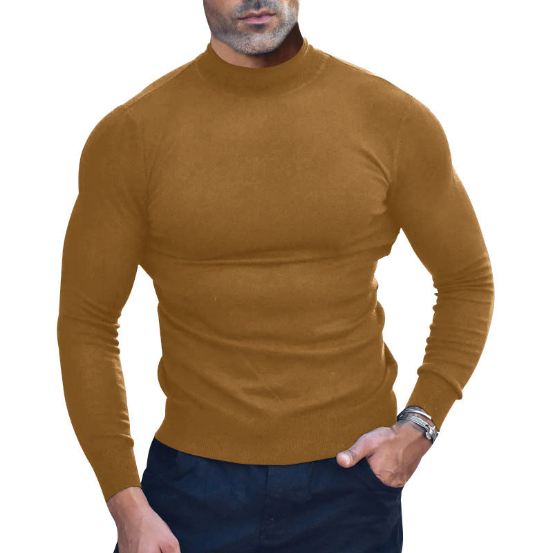 Men's body-hugging fine knit sweater with a tight round neckline Mune Fashion