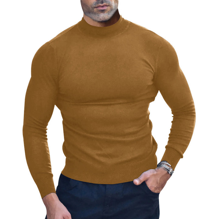 Men's body-hugging fine knit sweater with a tight round neckline Mune Fashion
