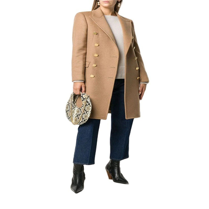 Women Military-inspired Tailored Longcoat in Tailoring with Decorative Metal Buttons Mune Fashion