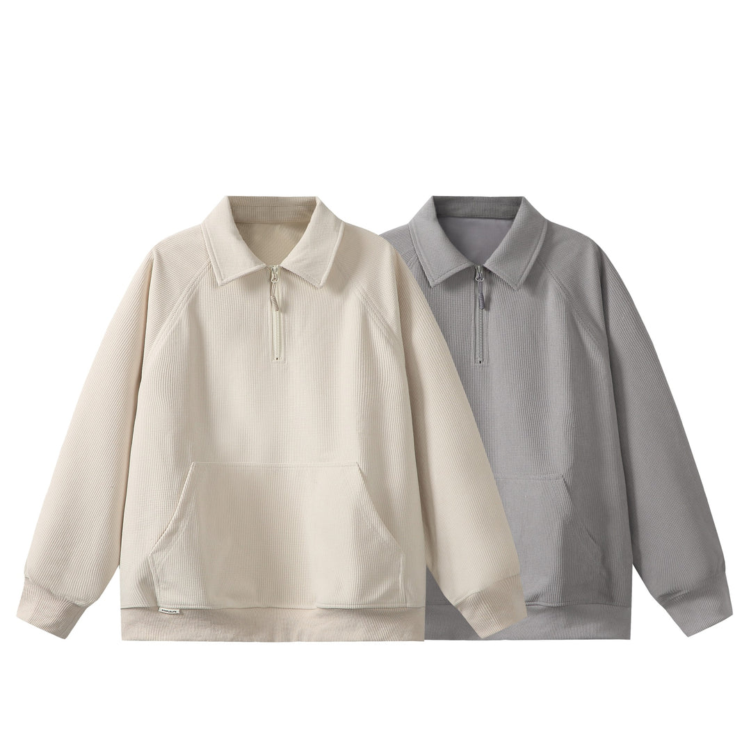 Unisex Half-Zip Sweatshirt with Waffle Texture and Kangaroo Pocket Mune Fashion