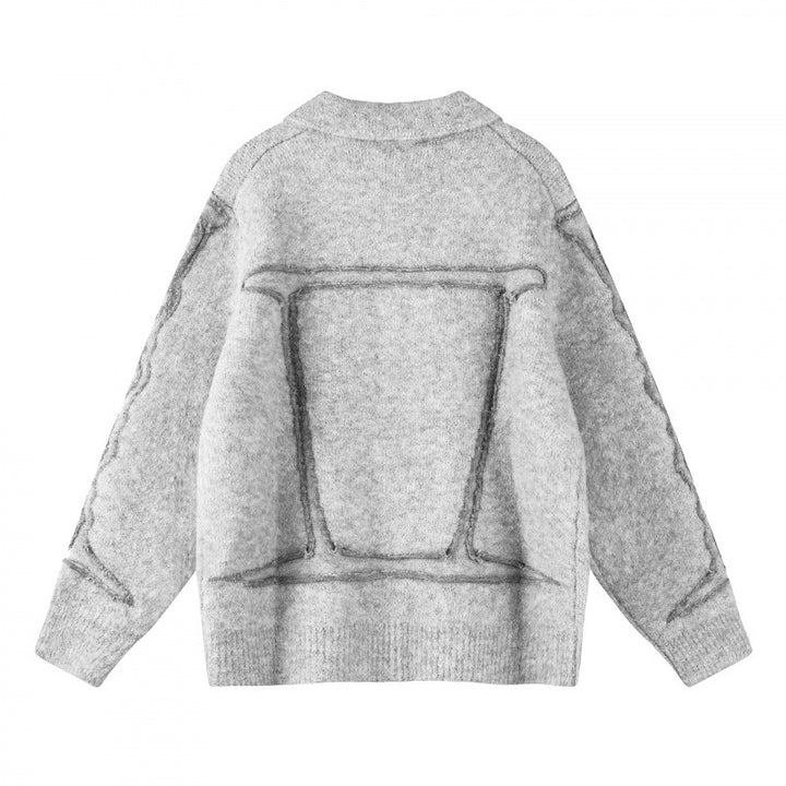 Unisex Oversize Cardigan in Shirt Jacket Look with Collar, Patch Breast Pockets and Fringe Trim Mune Fashion