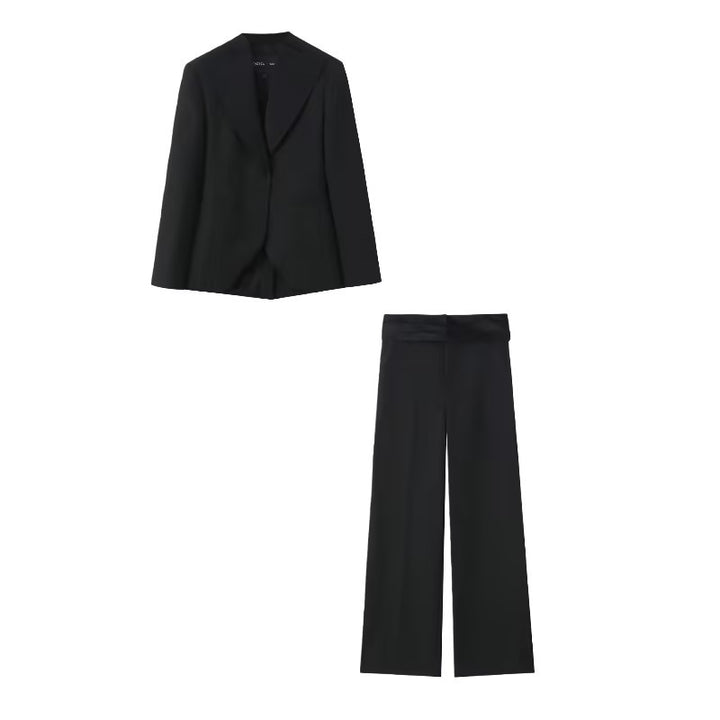 Women's Tailored Single-Button Blazer with Wide Shawl Collar and Narrow Silhouette Mune Fashion