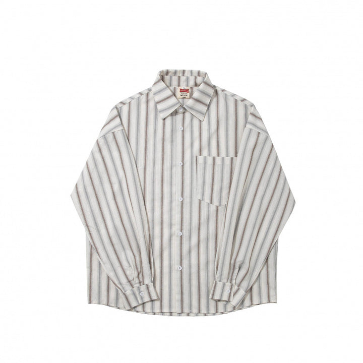 Unisex Oversize Long Sleeve Shirt made of Cotton Blend with Vertical Stripe Pattern and Chest Pocket Mune Fashion