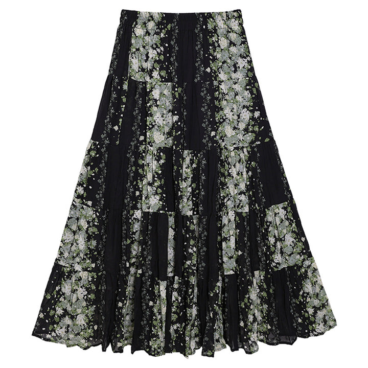 Women's flowing midi maxi skirt with multi-layered tiered design and fine pleated look Mune Fashion