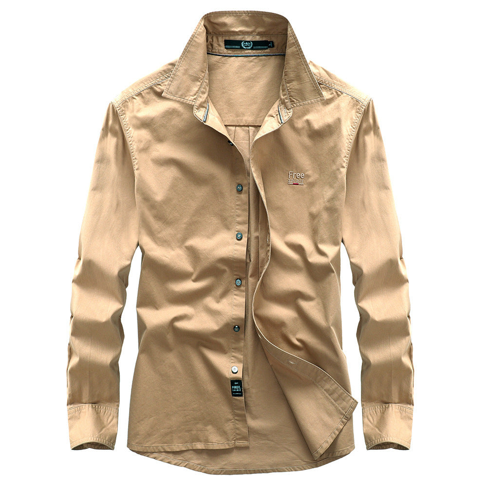 Men's Cotton Shirt Slim-Fit with Kent Collar and Hidden Button Placket Mune Fashion